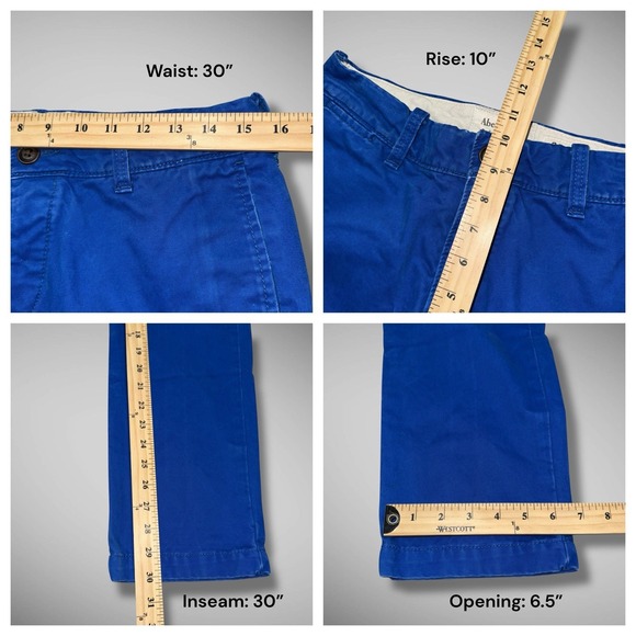 Abercrombie & Fitch Pants Mens 30x30 Blue Chinos Flat Front Cotton Twill - Picture 11 of 13